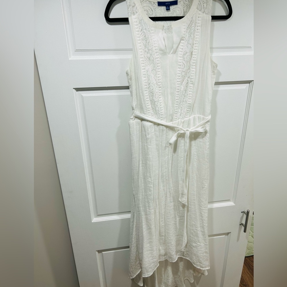 Hi Lo White gauzy bridal shower dress beachy